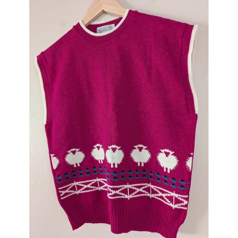 Vintage Pendleton Wool‎ Sweater Vest Sheep Pullover Cute Preppy Retro Cottage S - Picture 7 of 10